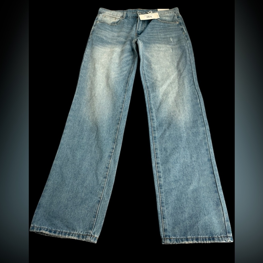 MNML Straight Everyday Denim Jeans 33x34 Medium Blue Distressed Relaxed MWt